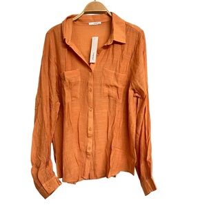 New Timing Los Angeles Lightweight Button Down‎ Long Sleeve Top Shirt